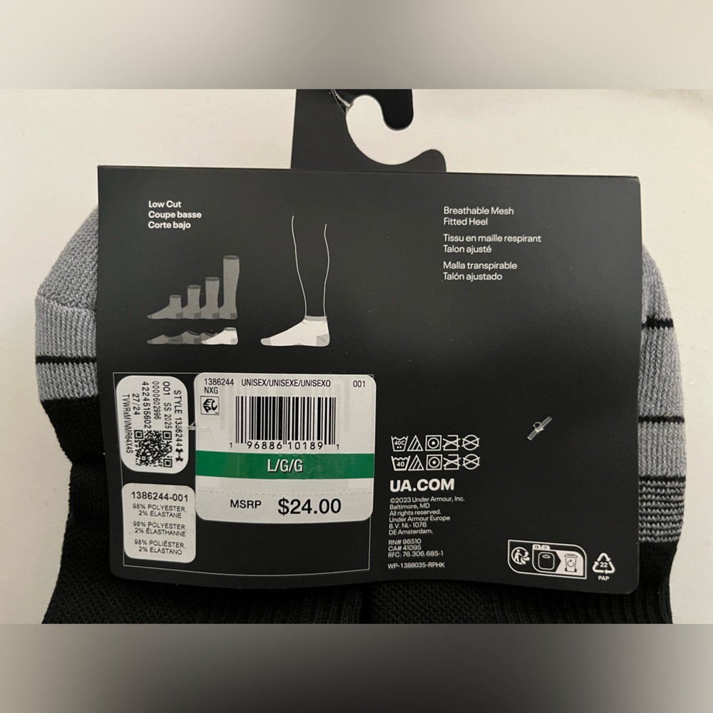 Under Armour Black & Gray Athletic ankle Socks - 6 Pack - Picture 5 of 5